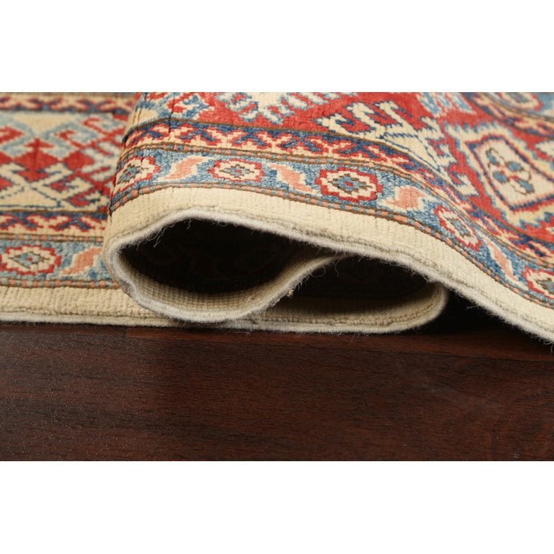 Tapis ivoire noué à la main de conception unique 6 pi 10 po x 9 pi 6 po