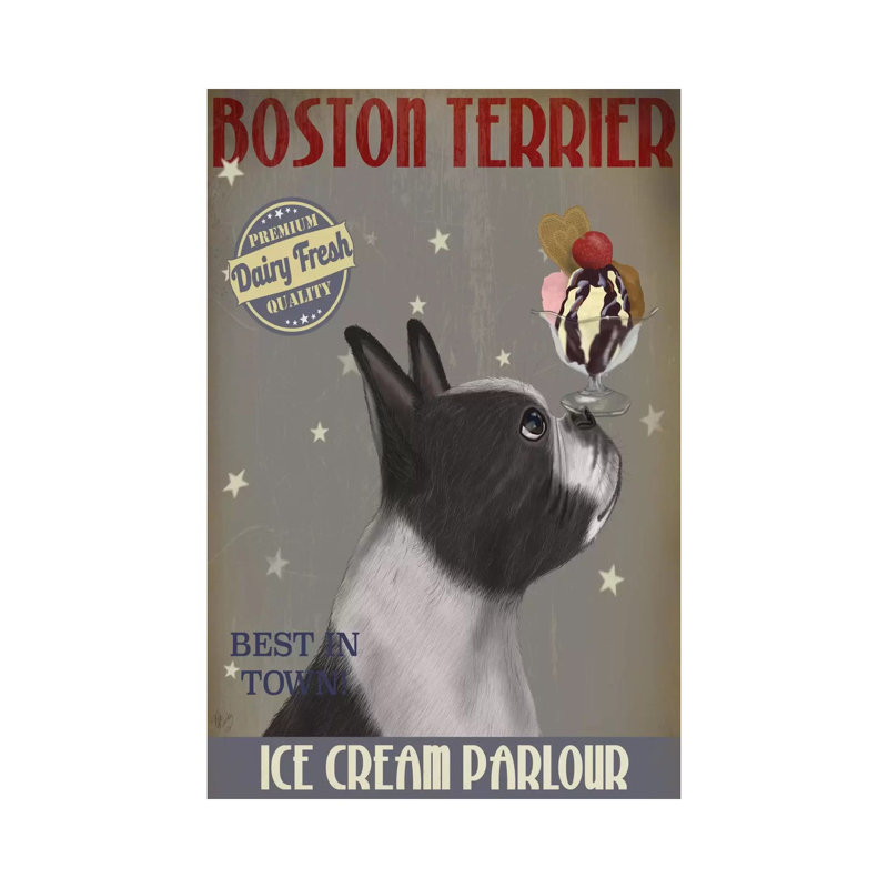Boston Terrier Ice Cream Parlour by Fab Funky - Wrapped Canvas Print, 66.04 cm H x 45.72 cm W