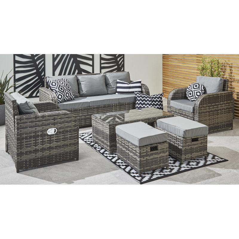 Sevierville Rattan 7 - Person Seating Group with Cushions