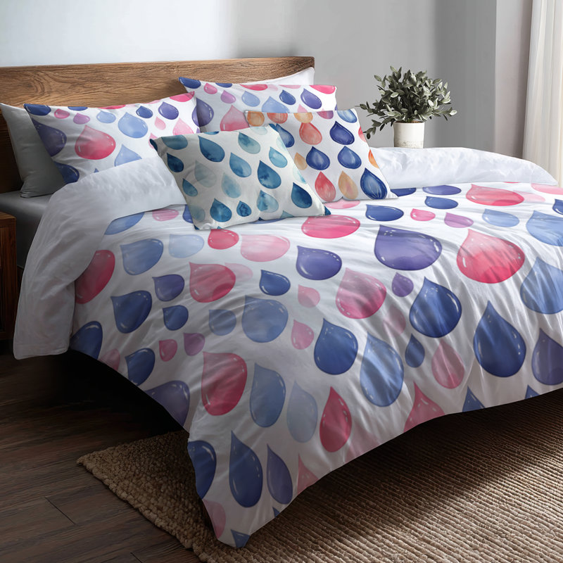 Ensemble d'édredon 6 pièces à motif cachemire bleu et rouge Paisley, Édredon de très grande taille et 5 pièces suppl