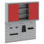  Tool Cabinet Set With Shelf 3 Pcs Red Powder-Coated Steel