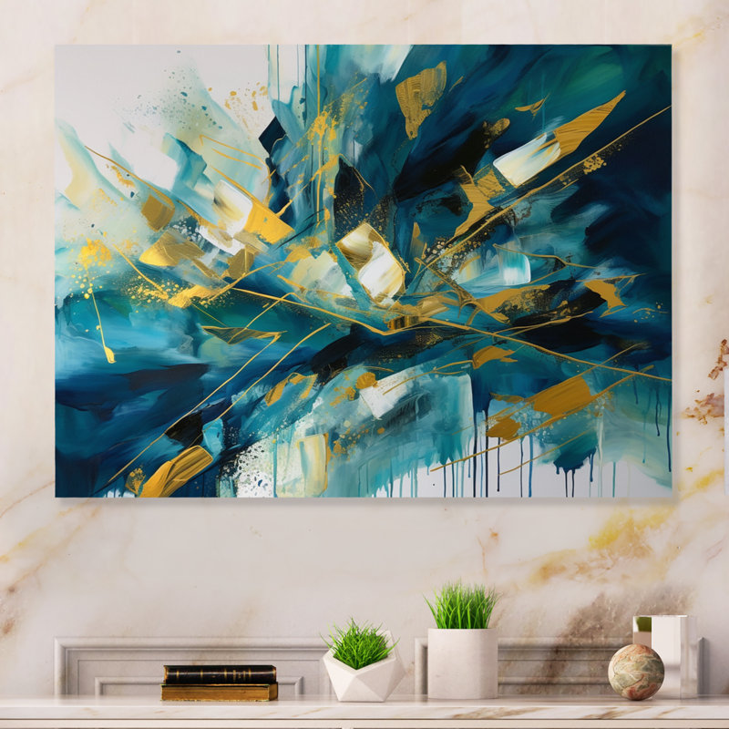 Golden Triangle Explosion V - décoration murale géométrique moderne en métal, H 12 po x l 20 po