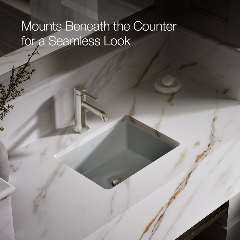 Under-Mount Bathroom Sink, Ice Gray