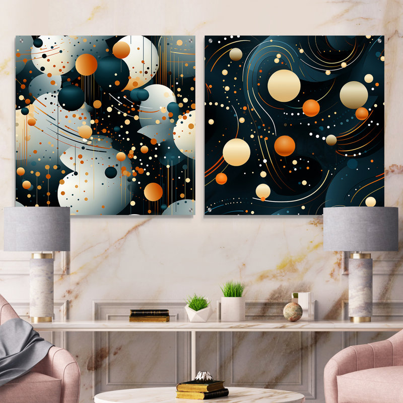 Clairissa - Ensemble de 2 peintures murales abstraites en acrylique, H 16 po x l 33 po