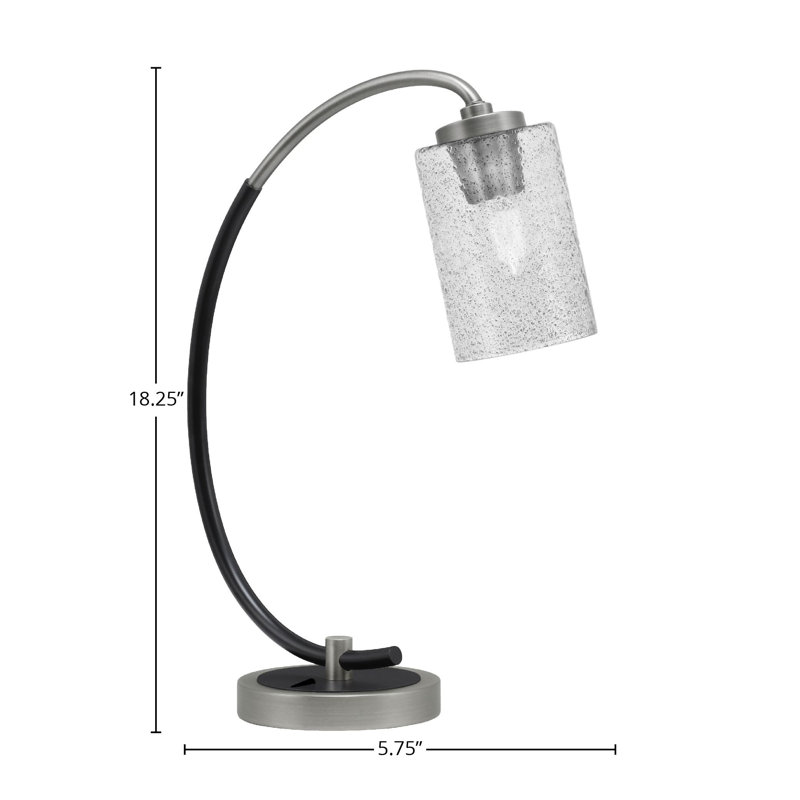 Lampe de bureau en acier inoxydable Guile, Graphite / noir mat, Noir / transparent