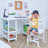 Teamson Kids White Play Desk Set with Storage Shelves and Matching Chair for Study, Art, and Activities