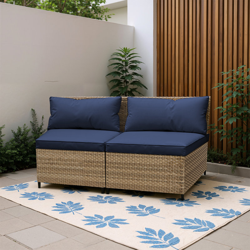 Causeuse d'extérieur Pe Wicker, Bleu