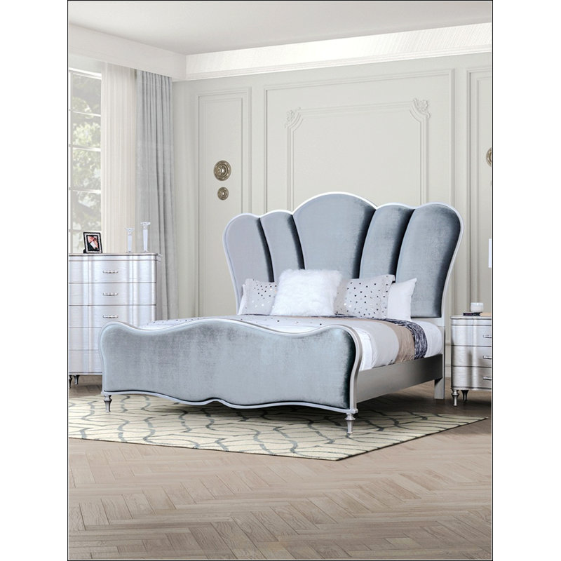 Très grand lit Glam, Argent, Très grand