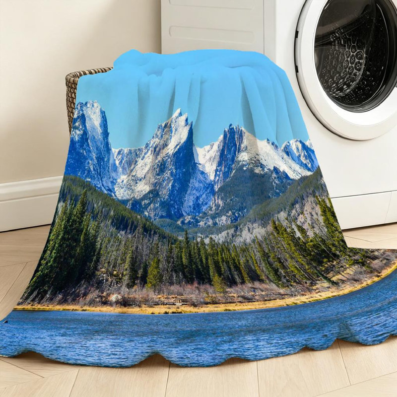 Jeté polaire bleu en flanelle ultra douce, magnifique imprimé recto Colorado, Throw 30" x 40"