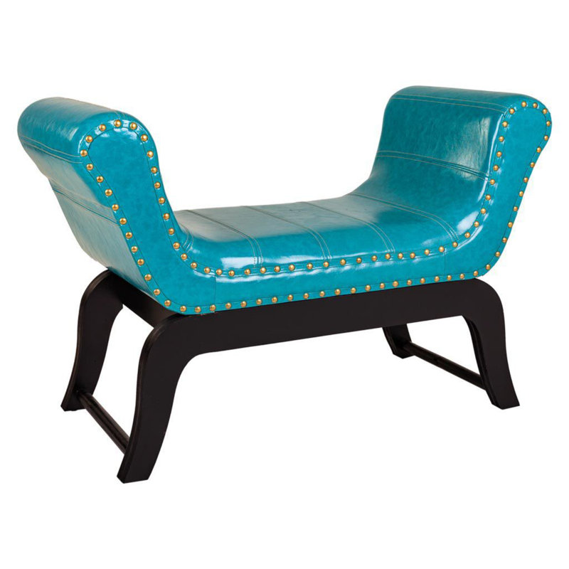 Upholstered Bench, Aqua, 90% polyster-10% cotton