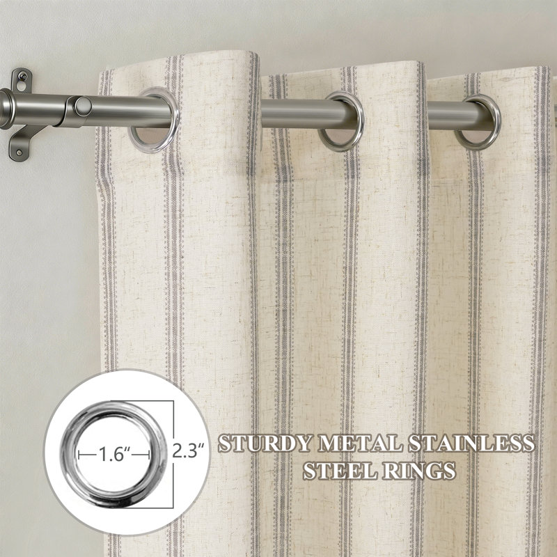 Rideau en mélange de lin Jeanenia, gris, L 52 po x L 54 po