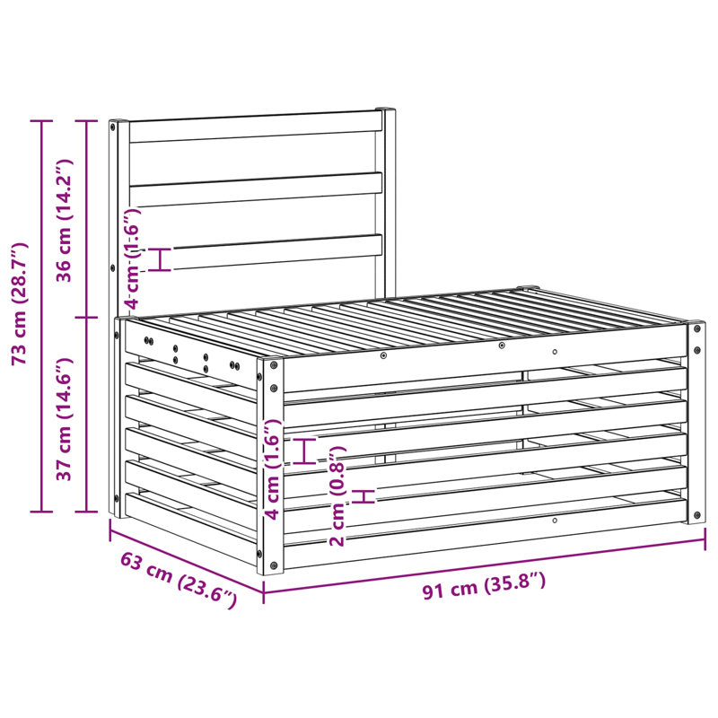 91cm Wide Patio Sectional
