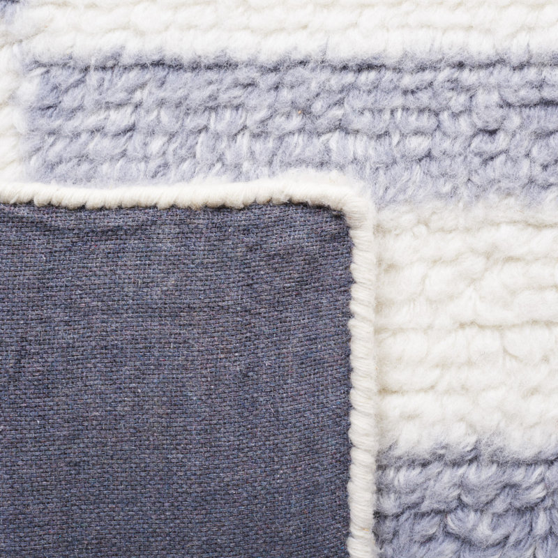 Ailsun Hand Tufted New Zealand Wool And Cotton With Latex Geometric Rug, Rectangle 5' x 8'