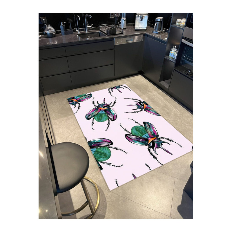 Tapis décoratif d'inspiration rose clair lavable à la machine