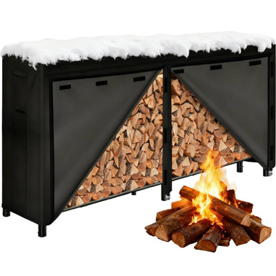 Support à bûches robuste de 8 pi avec couvercle Oxford 600D résistant aux intempéries - Support à bois intérieur / extérieur pour le rangement du bois de chauffage