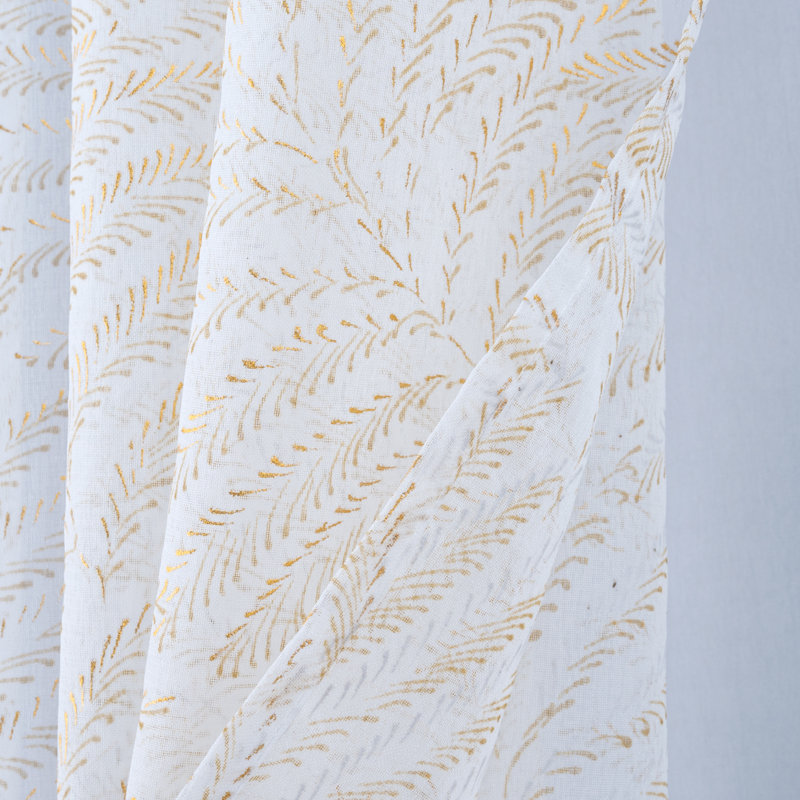 Faye Semi Sheer Metallic Window Curtain Panel, 54" W x 84" L, Taupe