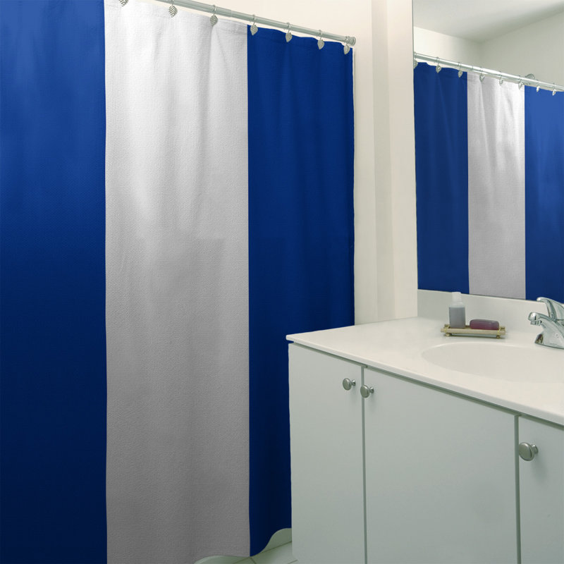 Rideau de douche Dallas, Bleu clair / blanc, Non