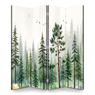 4 panneaux de paravent pliant Royal Misty Pine Forest Landscape