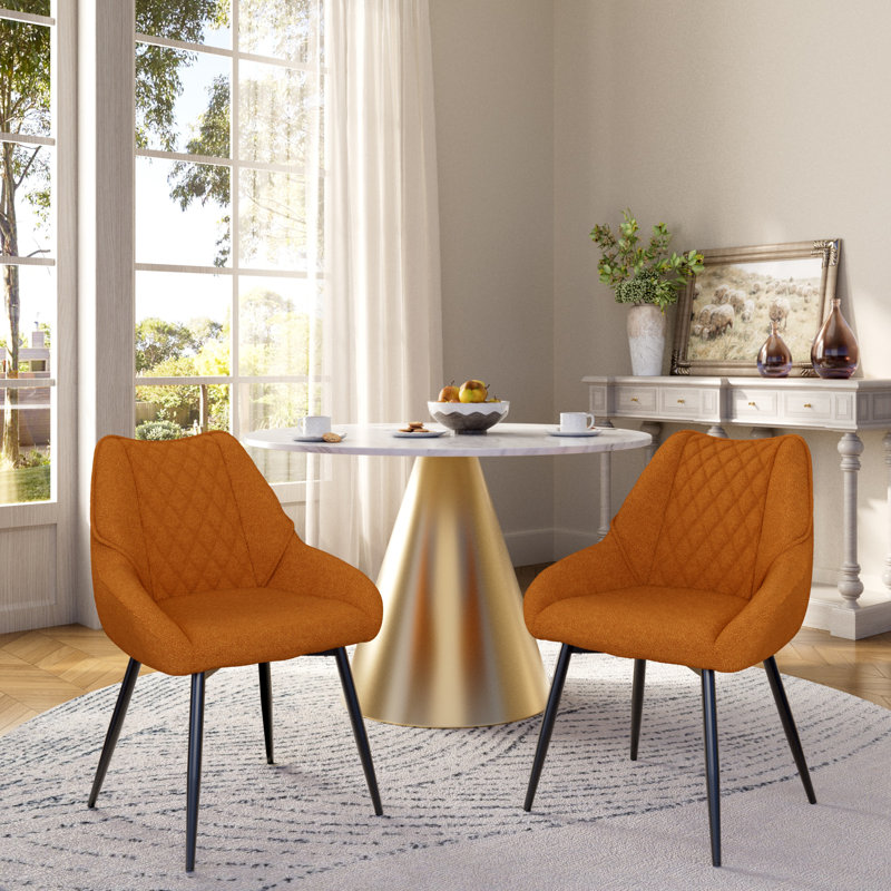 Fabric Soft Dining Chair ,Upholstered Side Chair for Dining Room (Set of 2), Yellow
