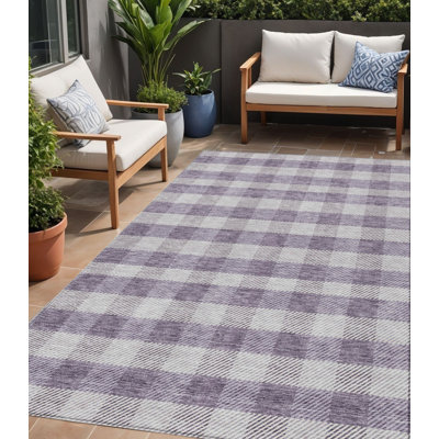 Tapis d'intérieur lavable à carreaux lavande 5 pi x 8 pi HomeRoots