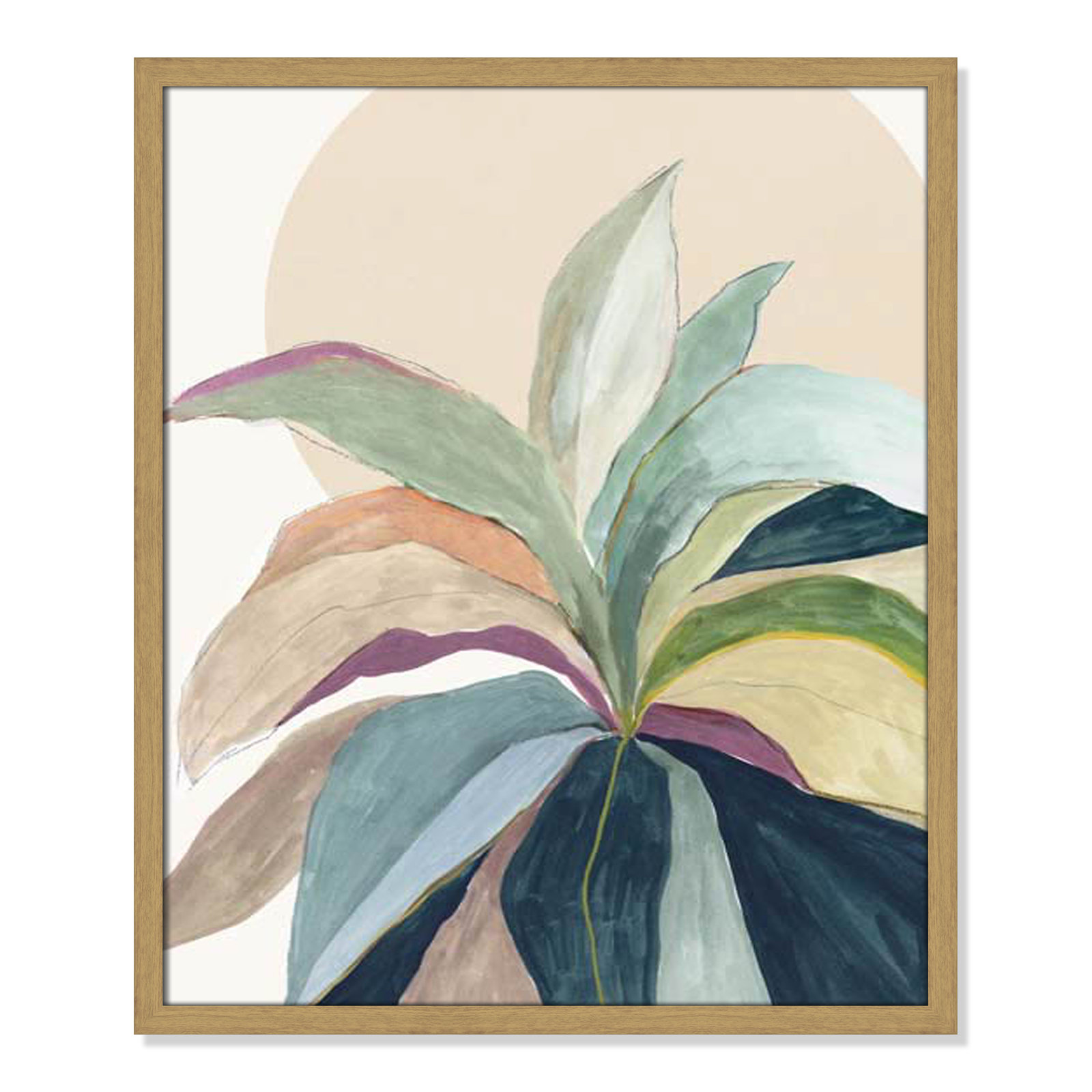 Sunny Bright Leaves II by Asia Jensen, Natural Slim Unmatted Picture Framed, 25.5" H x 21.5" W x 0.75" D