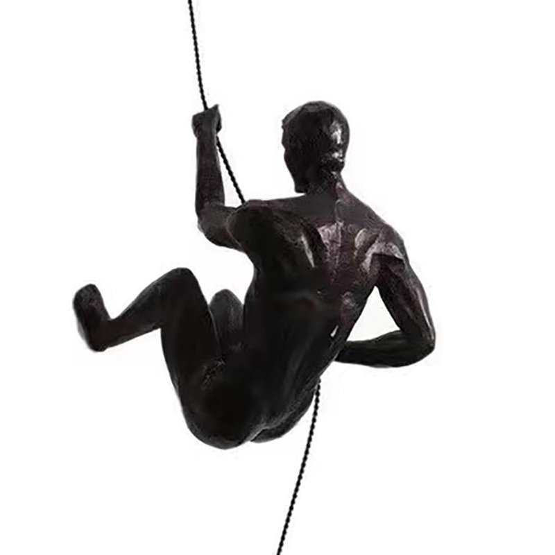 Resin Sculpture Left Hand Climbing Man Wall Sculpture Creative Hand-Finished Wall Art, Black