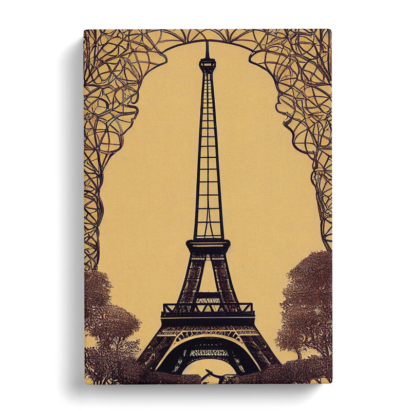Art Nouveau Eiffel Tower - Wrapped Canvas, 60cm H x 40cm W x 3cm D