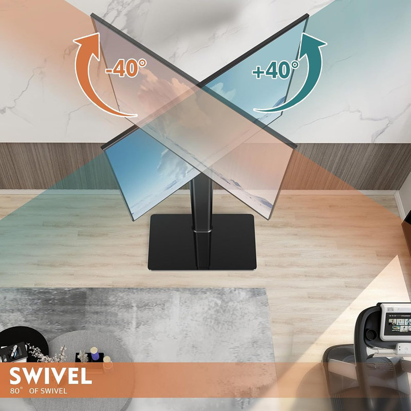 Meuble télé de plancher avec support pivotant à 80 degrés ...