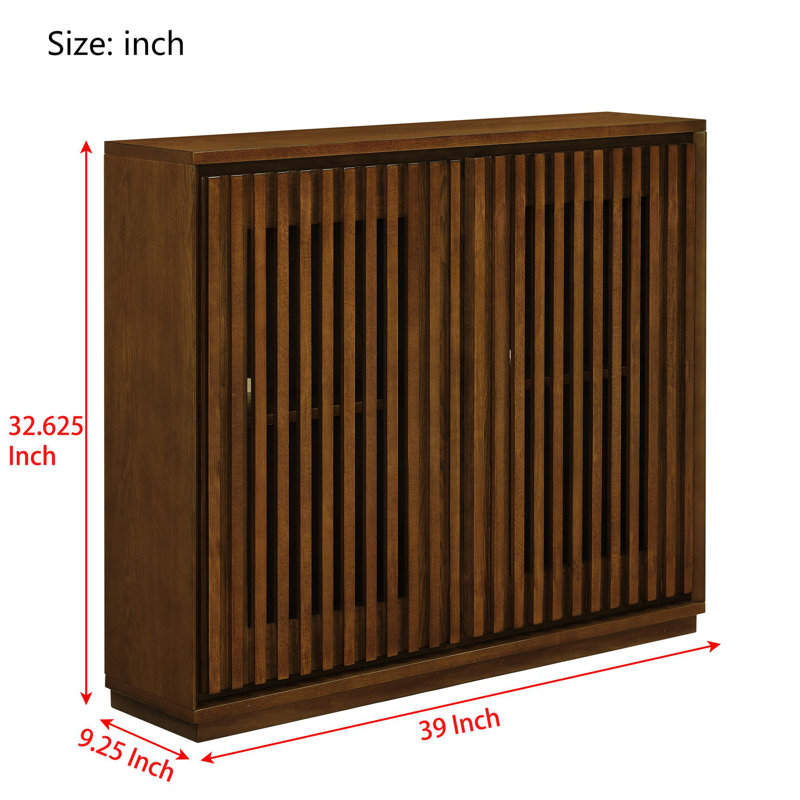 Mid Century Modern Fluted Hollowed Out Sideboard Cabinet, 32.5" H x 39" W x 9.25" D, Walnut 2