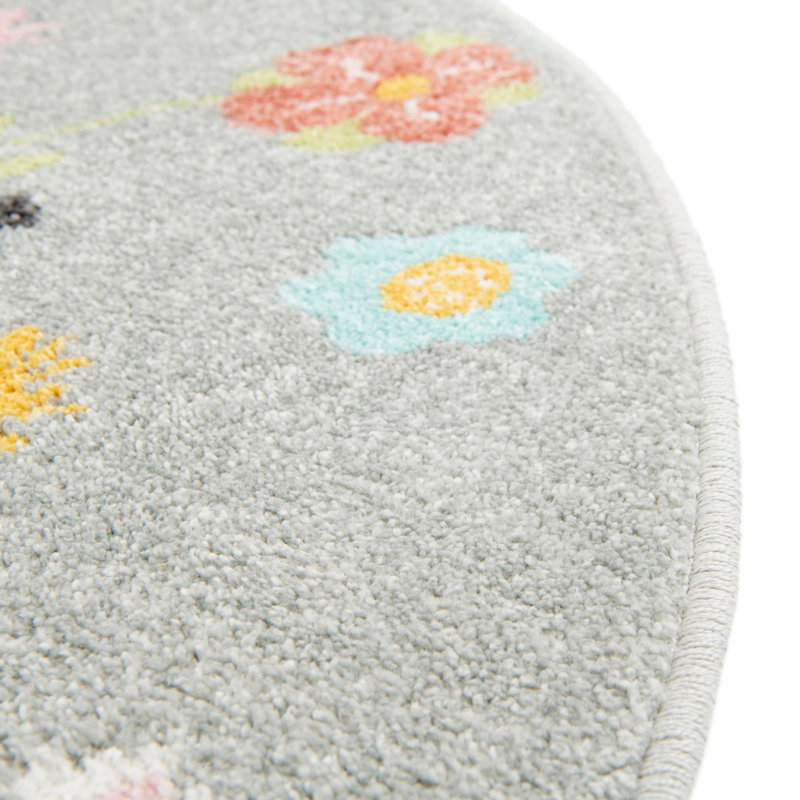 Whimsy Gray Area Rug, Round 7'10"