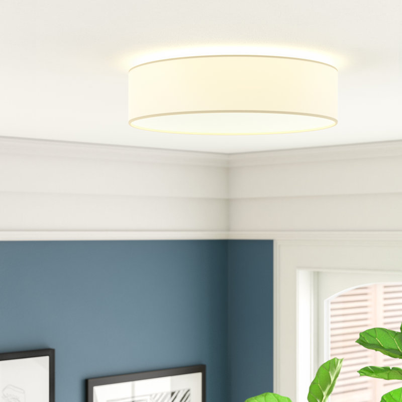 Carley Fabric LED Flush Mount, 9cm H x 32cm W x 32cm D, Cream / White