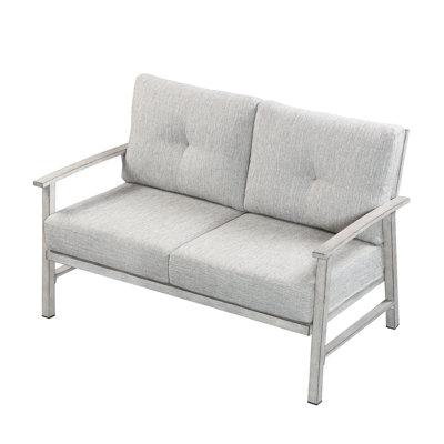 SeeHill Aluminum Outdoor Loveseat, Modern All-Weather Patio Sofa with 5.9'' Thick Cushions, UV-Resistant, Durable, Easy Assembly for Backyard, Garden, Poolside, Porch, and More
