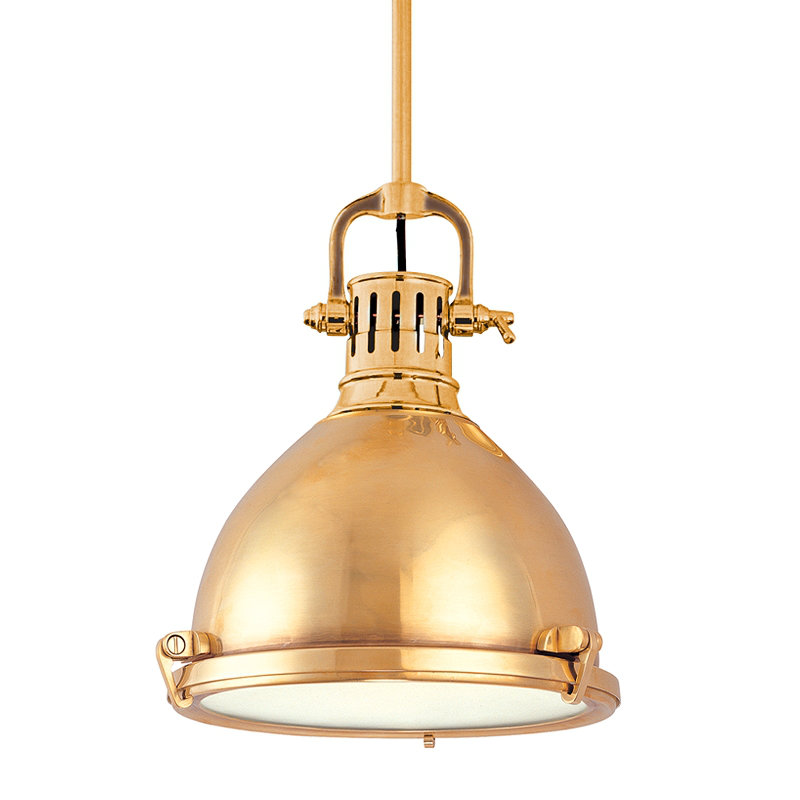 Luminaire suspendu en forme de cloche à 1 lumière Pelham, Laiton vieilli