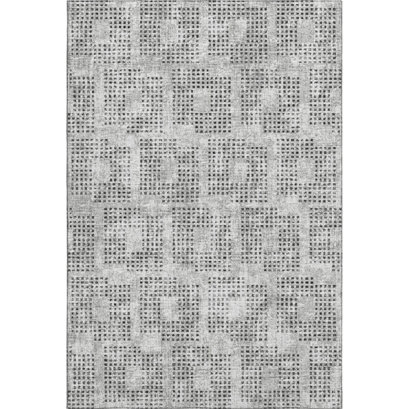 Premium Machine Washable Mayfield AMF33 Geometric Rug, Gray, 2'6" x 3'10"