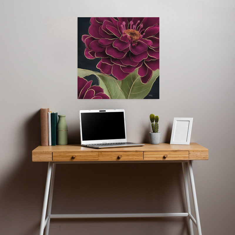 Art floral contemporain bourgogne, H 18 po x l 18 po
