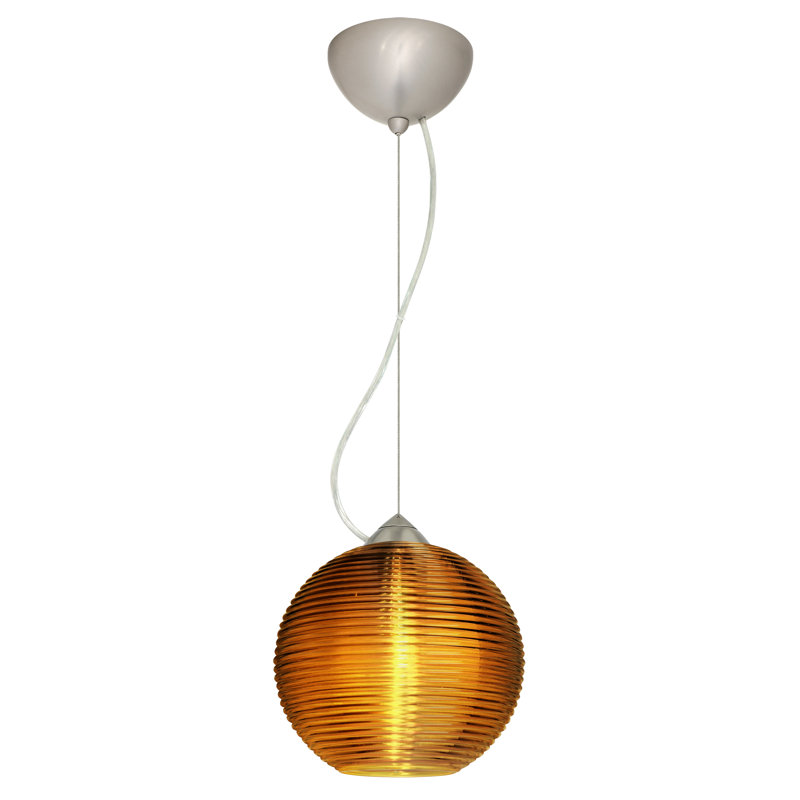 Luminaire sphère suspendu 1 lumières simple Kristall, Nickel satiné, Fumée