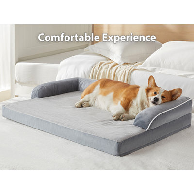 Orthopedic Dog Beds For Large Dogs, Waterproof Dog Beds Large, Memory Foam Dog Couch Bed, Comfy Bolster Pet Bed With Removable Washable Cover, Nonskid