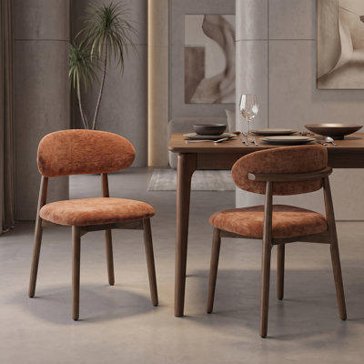 Ensemble de 2 chaises de salle à manger en bois massif de style ferme ergosette avec revêtement en tissu doux intégré