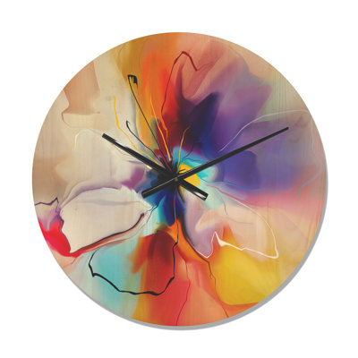 Fleur créative en plusieurs couleurs - Horloge murale en bois de ferme