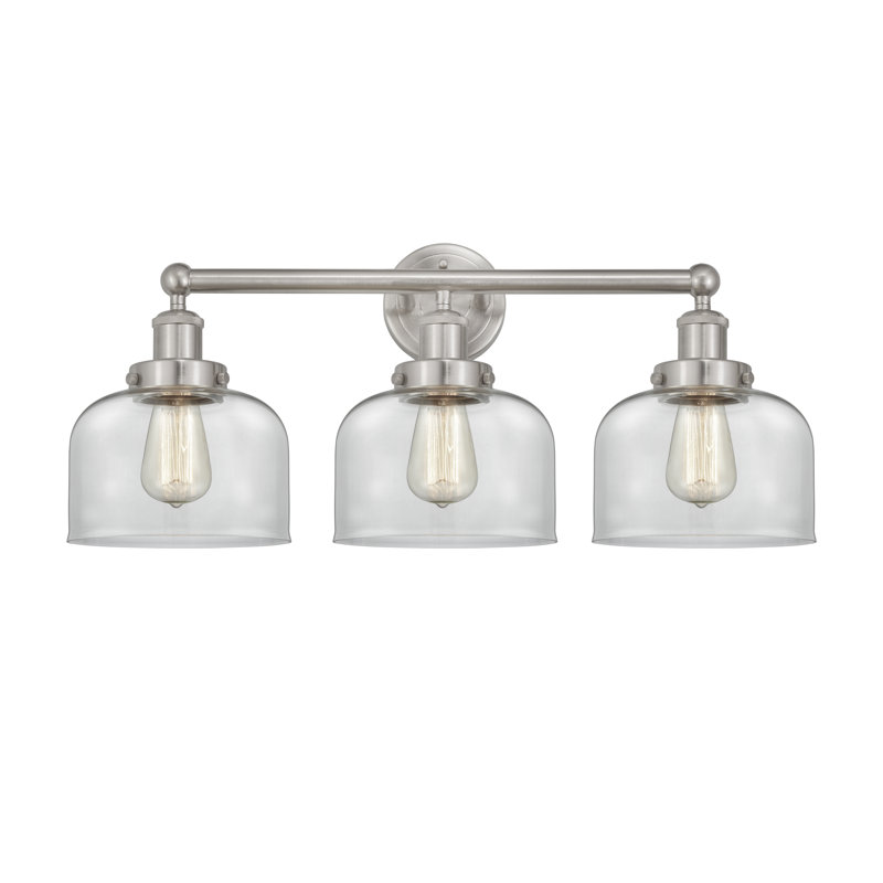 Éclairage pour meuble-lavabo à 3 lumières à intensité variable Raykwan, Transparent, Nickel satiné brossé