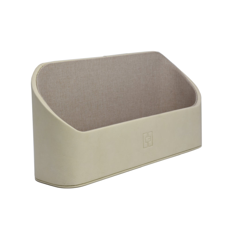 Faux Leather Desk Organiser, Beige