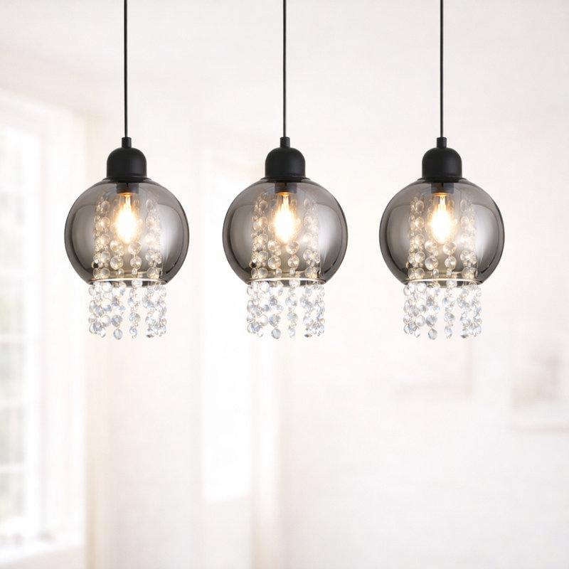 3 - Light Ceiling Pendant Light Black Cylinder