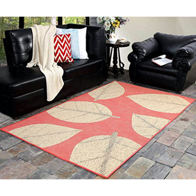 Tapis intérieur/extérieur rouge/beige leaves Otega