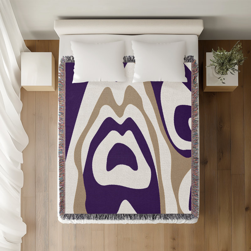 Jeté en coton à imprimé animal, Lilac; Beige, 60 x 60