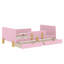 Lit plateforme simple Bellemave avec tiroirs de rangement, cadre de lit plateforme en bois massif avec garde-corps, tablette et crochets, aucun sommier nécessaire, rose-765759698-765759697