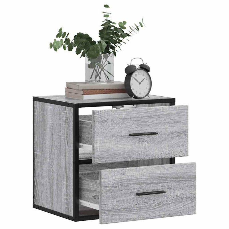 40cm W Metal Bedside Table, Grey Sonoma