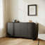 Buffet 59 "noir avec portes à texture martelée, console de télévision à profil incurvé et crédence décorative pour salle à manger, cuisine, salon (MDF)