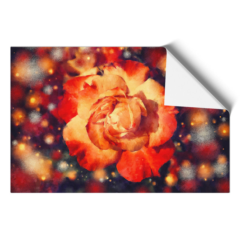 Orange Rose Flower Painting - Frameless Print, 42cm H x 59cm W x 0.1cm D
