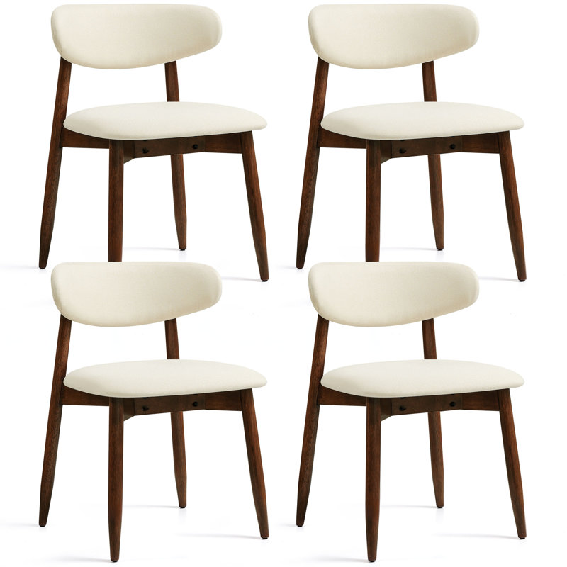 Modern Upholstered Dining Chair, Solid Wood Kitchen Chairs with Padded Seat and Back for Dining Room, Comfortable Design in Beige