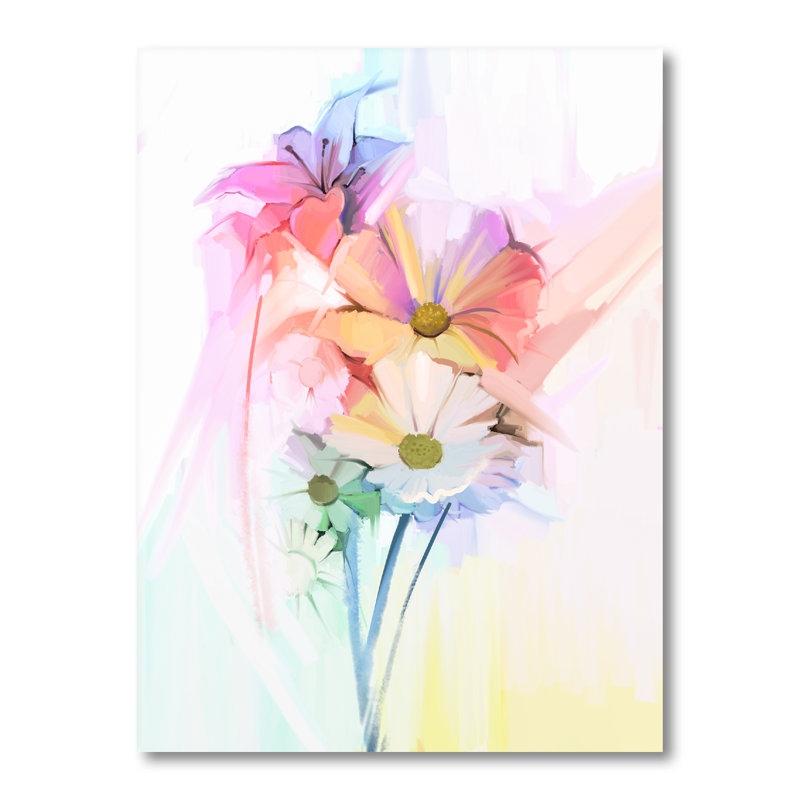 «Modern Gerbera Daisy Flower», reproduction d'art sur toile traditionnelle, H 40 po x l 30 po x P 1,5 po, Toile tendue